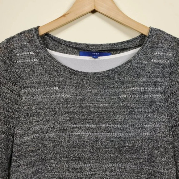 Apt 9 Long Sleeve Top Build In Tank Top Womans Size S Dark Gray - Picture 2 of 9